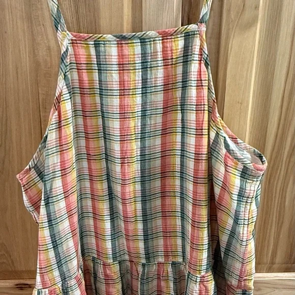 GAP Women’s Multi Color Plaid Cottagecore Prairiecore Feminine Maxi Sundress - Picture 10 of 13